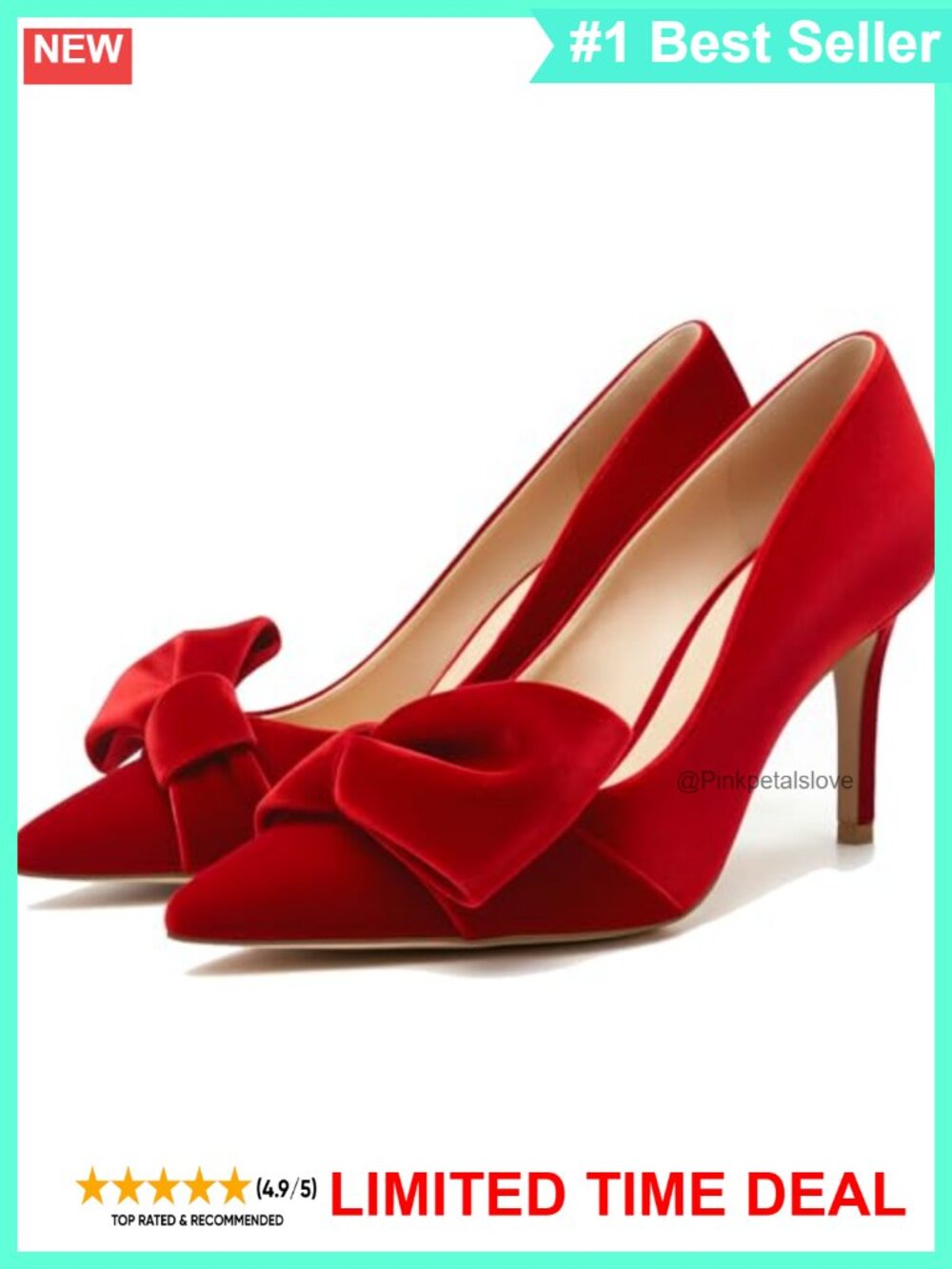 Women's Bow Heels Closed Pointed Toe Pumps 3.3" Stiletto Slip On Wedding Dress
